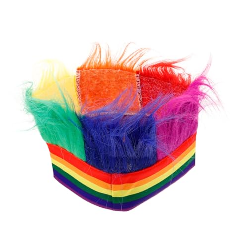 TEMPNAP Regenbogen Perücke Hut mit Kopfband Karneval Party Hut für Pride Parade Festlichkeiten und Kostüm Events Weicher und Bequemer Sitz Lebendige Farben Rutschfester Halt von TEMPNAP