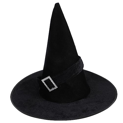 TEMPNAP Schwarzer Velours Hexenhut für Damen Halloween Kostüm Accessoire für Karneval Kostümpartys Elegantes Design Magische Auftritte TEMPNAP Schwarzer Velours Hexenhut für Damen Halloween Kostüm Accessoire für Karneval Kostümpartys Elegantes Design Magische Auftritte von TEMPNAP