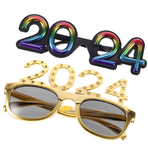 TENDYCOCO Partyzubehör 2 Stück 2024 Frohes Neues Jahr Brille Silvester Brille 2024 Neujahr Brille Neuheit Brille Partygeschenke Lustige Sonnenbrille von TENDYCOCO