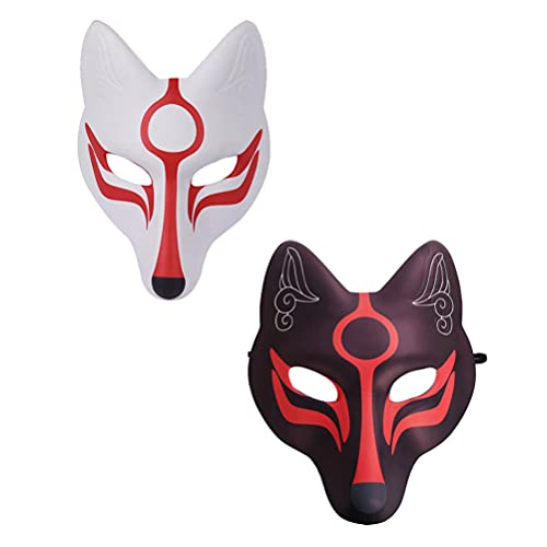 TENDYCOCO Fuchs Maske 2 Stücke Party Dekorative Masken Japanische Kabuki Masken Cosplay Maskerade Für Männer von TENDYCOCO