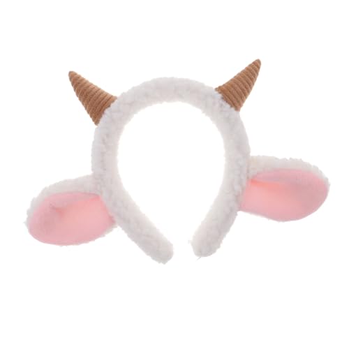 TENDYCOCO Schafhörner Stirnband Schafohren Stirnband Plüschtier Haarband Lamm Kostüm Kopfbedeckung Für Frauen Mädchen Halloween Party Cosplay Zubehör von TENDYCOCO