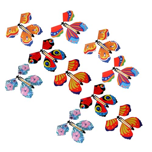 TENGEE 10 Stück Fliegende Schmetterlinge,Farbig Gummiband Power Butterfly,Magische Flying Butterfly,Magic Fliegender Schmetterling Spielzeug,Geeignet für Geburtstag,Hochzeit Überraschung Geschenk. von TENGEE