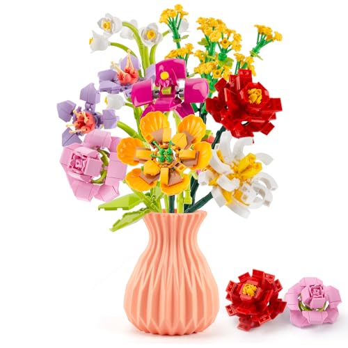 TENYEAH Blumenstrauß Klemmbausteine Mit Vase, 756 Teile 8 Blumen, Rose Flowers Set Geschenks Spielzeug für Frauen Mädchen Lieber Ideal für 8+ TENYEAH Blumenstrauß Klemmbausteine Mit Vase, 756 Teile 8 Blumen, Rose Flowers Set Geschenks Spielzeug für Frauen Mädchen Lieber Ideal für 8+ von TENYEAH