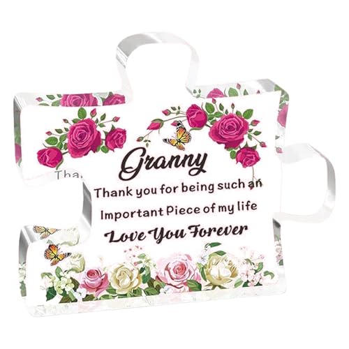 Elegantes Geburtstagsgeschenk mit Gravur, Acryl-Block, Puzzleteil, 10 x 8 cm, von der Tochter von TENYELE