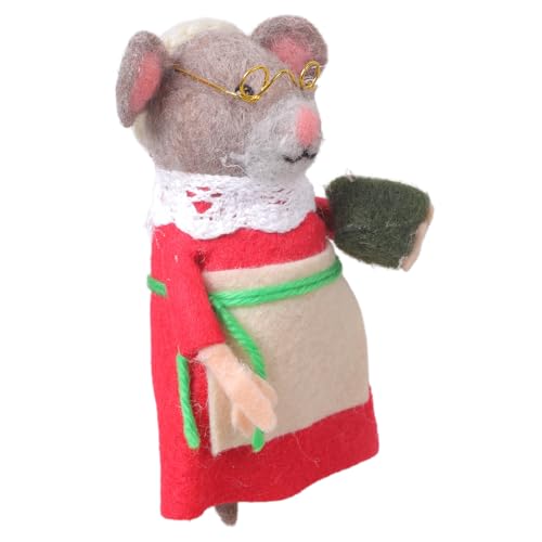 TENYELE Nadelfilz Modell Weihnachten Cartoon Wolle gefilzt Mäuse Miniaturfigur Puppen für Wohnkultur oder Mottopartys Nadelfilz von TENYELE