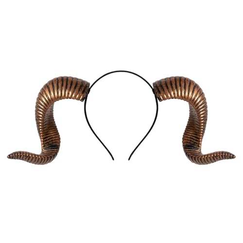TENYELE Realistischer Haarreif aus Ziegenhorn, Rollenspiel-Kopfschmuck mit abnehmbarem Band, Halloween-Kostüm-Accessoire, Festival-Kopfschmuck von TENYELE