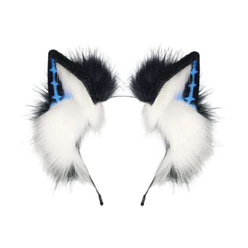 TENYELE Unisex Punk Wolf Ohr Hairhoop Tier Ohr Kopfbedeckung Anime Event Zubehör Plüsch Kopfbedeckung für Rollenspiele Party Verkleiden von TENYELE