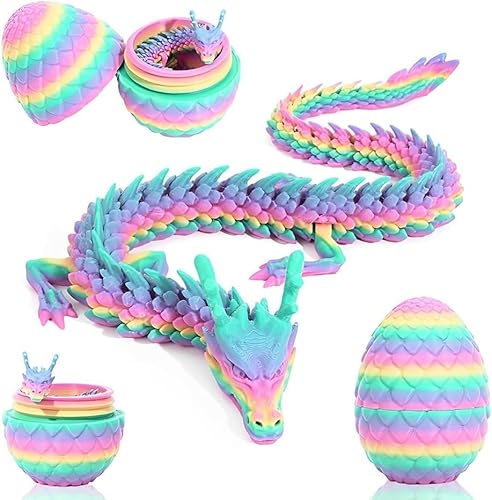 TEOXQPBJ 3D Gedruckter Dracheim Ei Ostern Geheimnisvolle Drachen Spielzeug Realistische Realistische Beweglicher Drachen Figuren Flexible Gelenke Heimdekoration Schreibtischspielzeug Regenbogen von TEOXQPBJ