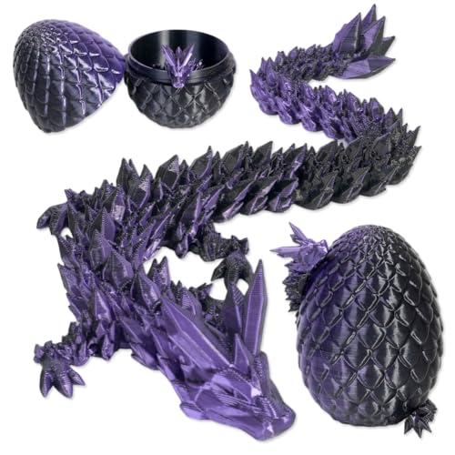 TEOXQPBJ 3D Gedruckter Dracheim Ei Ostern Geheimnisvolle Drachen Spielzeug Realistische Realistische Beweglicher Drachen Figuren Flexible Gelenke Heimdekoration Schreibtischspielzeug dunkelviolett von TEOXQPBJ