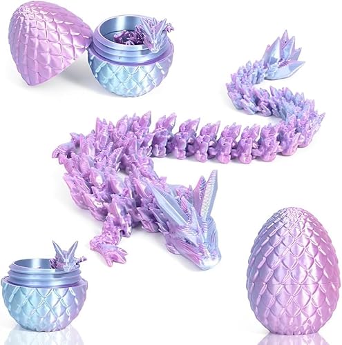 TEOXQPBJ 3D Gedruckter Dracheim Ei Ostern Geheimnisvolle Drachen Spielzeug Realistische Realistische Beweglicher Drachen Figuren Flexible Gelenke Heimdekoration Schreibtischspielzeug verträumtes Blau von TEOXQPBJ