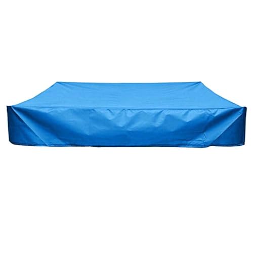 Sandkastenabdeckung, wasserdichte, staubdichte, UV-geschützte, quadratische Poolabdeckung mit Kordelzug für Sandkasten, Spielzeug und Möbel (Blue,120 * 120 * 20cm) von TEPPOIC
