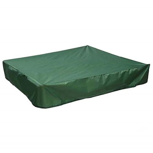 Sandkastenabdeckung, wasserdichte, staubdichte, UV-geschützte, quadratische Poolabdeckung mit Kordelzug für Sandkasten, Spielzeug und Möbel (Green,120 * 120 * 20cm) von TEPPOIC