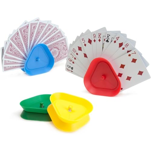 TERJBG 4 Stück Kartenhalter für Kinder und Erwachsene, Spielkartenhalter Mit Sicherem Halt, Kartenständer für Aufbewahrung Ab 3 Jahren von TERJBG