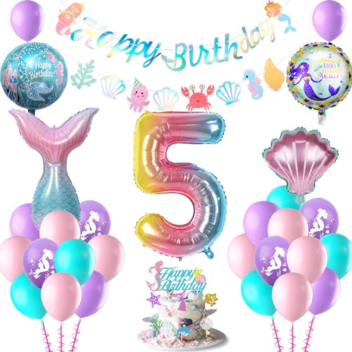 Meerjungfrau Geburtstag Deko 5 Jahre, Meerjungfrau kindergeburtstag deko, Geburtstagsdeko Mädchen 5 Jahre, Happy Birthday Girlande Konfetti-Ballon Tortendeko Meerjungfrau Deko Kindergeburtstag Meerjungfrau Geburtstag Deko 5 Jahre, Meerjungfrau kindergeburtstag deko, Geburtstagsdeko Mädchen 5 Jahre, Happy Birthday Girlande Konfetti-Ballon Tortendeko Meerjungfrau Deko Kindergeburtstag von TERLUNNSI