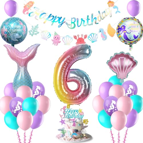 Meerjungfrau Geburtstag Deko 6 Jahre, Meerjungfrau kindergeburtstag deko, Geburtstagsdeko Mädchen 6 Jahre, Happy Birthday Girlande Konfetti-Ballon Tortendeko Meerjungfrau Deko Kindergeburtstag Meerjungfrau Geburtstag Deko 6 Jahre, Meerjungfrau kindergeburtstag deko, Geburtstagsdeko Mädchen 6 Jahre, Happy Birthday Girlande Konfetti-Ballon Tortendeko Meerjungfrau Deko Kindergeburtstag von TERLUNNSI