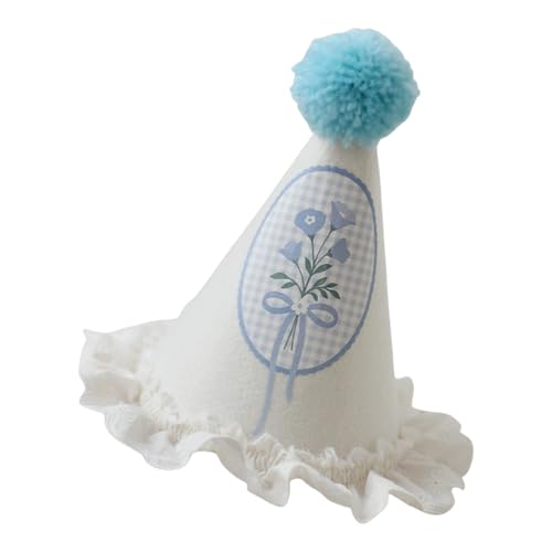 Geburtstagshut Entchen / Blumenmuster Spitzenbesatz Party mit Pompons für Feiern Kinder Feier Geburtstagshut Entchen / Blumenmuster Spitzenbesatz Party mit Pompons für Feiern Kinder Feier von TERNCOEW