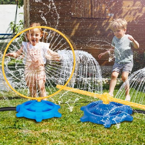 TERRAMUS 2 IN 1 Wasser-Sprinkler für Kinder, Kleinkinder Sprinkler mit Sprühdüsen im Freien Spielen draußen Spielzeug für Mädchen Jungen im Alter von 3-5 4-8 Sommer Hinterhof Rasen Spiel Sprinkler von TERRAMUS