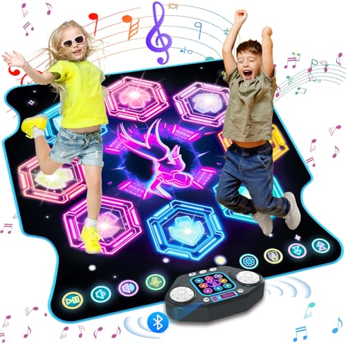 TERRAMUS 27 Levels Tanzmatte für Mädchen 3 4 5 6 7 8 9 Jahre - 8 LED Leuchten, mit Bluetooth, Musikmatte Spiel Geschenke Spielzeug Mädchen Kinder 3-12 Jahre von TERRAMUS