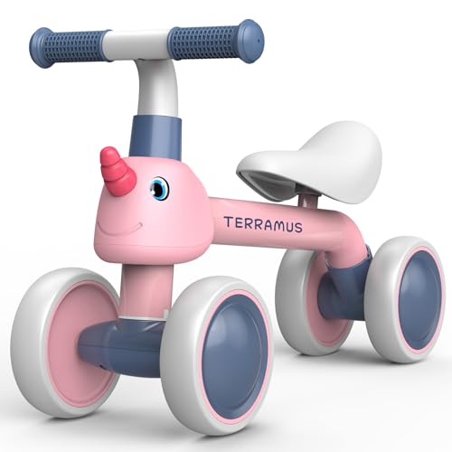 TERRAMUS Kinder Laufrad ab 1 Jahr, Balance Lauflernrad Spielzeug mit 4 Räder für 12-36 Monate Baby, Erstes Fahrrad ohne Pedal für Jungen und Mädchen Kleinkinder Erste Geburtstag Geschenk für 1 Jahre von TERRAMUS