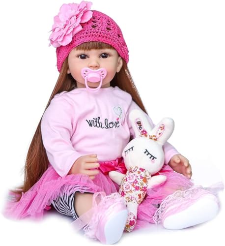 TERTYRES Reborn Baby Mädchen 24Zoll 60cm Lebensecht Babypuppen Weiches Vinylsilikon Baumwolle Körper Wie Echtes Neugeborene Reborns Puppen Mit Haaren TERTYRES Reborn Baby Mädchen 24Zoll 60cm Lebensecht Babypuppen Weiches Vinylsilikon Baumwolle Körper Wie Echtes Neugeborene Reborns Puppen Mit Haaren von TERTYRES