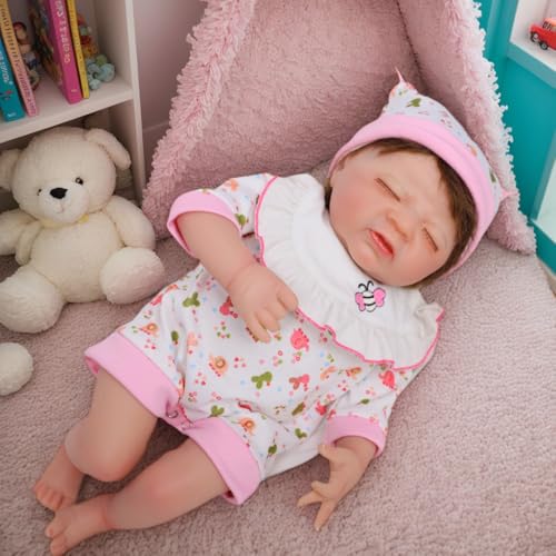 TERTYRES Reborn Babypuppen 17 Zoll 45cm Lebensecht Reborn Babys Mädchen Silikon Vinyl Babypuppe Wie Echtes Baby Neugeborene Spielzeug Geschenk Für Kinde von TERTYRES