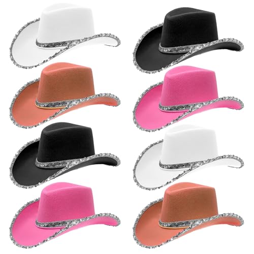 TESIN 8 x Cowboyhüte mit Pailletten – Glitzernde Western-Cowgirl-Hüte für Damen, ideal für Karneval, Junggesellinnenabschiede, Geburtstagspartys & Fasching TESIN 8 x Cowboyhüte mit Pailletten – Glitzernde Western-Cowgirl-Hüte für Damen, ideal für Karneval, Junggesellinnenabschiede, Geburtstagspartys & Fasching von TESIN