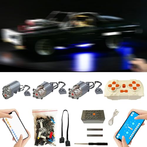 Für Lego Technic Fast & Furious Dom's Dodge Charger Super Motor und Fernbedienung und Beleuchtung Upgrade Kit, Zubehör Kompatibel mit Lego 42111 Bausteinen Modell.(Nicht Enthalten Modell) von TETK