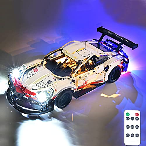 LED Beleuchtungsset für Lego 42096 Porsche 911 RSR Modell, mit Fernbedienung, Licht-Set Kompatibel mit Lego Porsche 911 RSR Bausteinen Modell(Nicht Enthalten Modell) von TETK