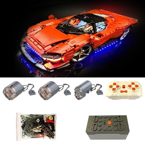 Super Motor und Fernbedienung Upgrade Zubehör Für Lego Ferrari Daytona SP3 42143, 3 Motoren, 4 Modi der APP, Weihnachten, Geburtstagsgeschenk, Kompatibel mit Lego 42143(Nicht Enthalten Modell) von TETK