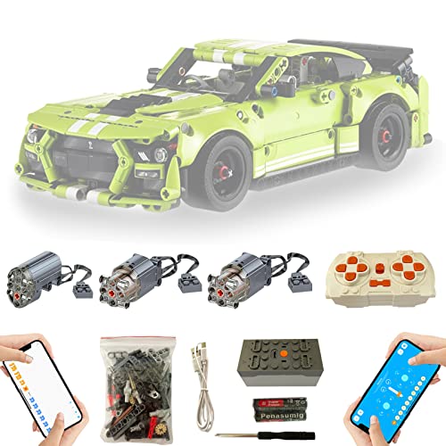 Super Motor und Fernbedienung Upgrade Zubehör für Lego 42138 Technic Ford Mustang Shelby GT500, 3 Motoren, 4 Modi der APP-Steuerung, Ostergeschenk, Kompatibel mit Lego 42138(Nicht Enthalten Modell) von TETK