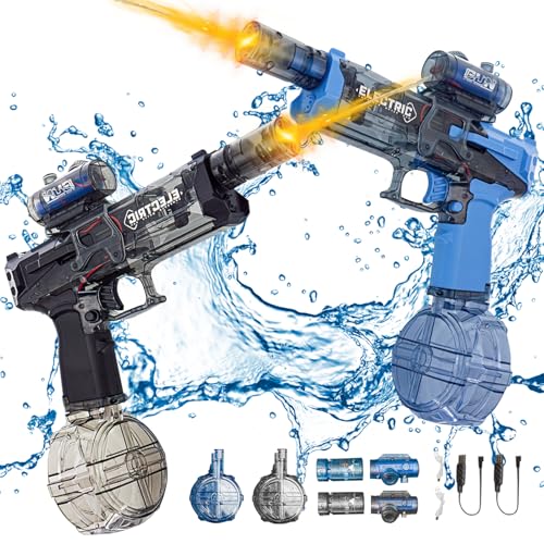 Elektrische Wasserpistole Große Reichweite, Ultimate Battle Blaster Automatische Wasserpistole mit Interaktiver Beleuchtung, Wasserpistole für Erwachsene und Kind, Sommer Spielzeug Water Gun (2 PCS) Elektrische Wasserpistole Große Reichweite, Ultimate Battle Blaster Automatische Wasserpistole mit Interaktiver Beleuchtung, Wasserpistole für Erwachsene und Kind, Sommer Spielzeug Water Gun (2 PCS) von TETSMG