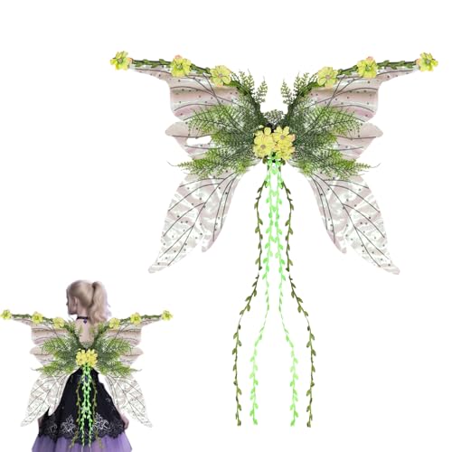 Feenflügel Erwachsene, 70cm Feenflügel mit Blumen Ranken, Waldelfe Flügel Kostüm Schmetterlingsflügel Prinzessinnenflügel Elfen Wings Damen für Weihnachts Karneval Geburtstags Cosplay Party (Schwarz) Feenflügel Erwachsene, 70cm Feenflügel mit Blumen Ranken, Waldelfe Flügel Kostüm Schmetterlingsflügel Prinzessinnenflügel Elfen Wings Damen für Weihnachts Karneval Geburtstags Cosplay Party (Schwarz) von TETSMG