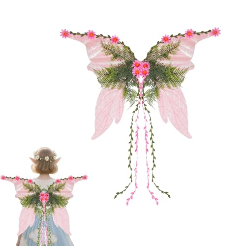 Feenflügel Erwachsene, 70cm Feenflügel mit Blumen Ranken, Waldelfe Flügel Kostüm Schmetterlingsflügel Prinzessinnenflügel Elfen Wings Damen für Weihnachts Karneval Geburtstags Cosplay Party (Rosa) Feenflügel Erwachsene, 70cm Feenflügel mit Blumen Ranken, Waldelfe Flügel Kostüm Schmetterlingsflügel Prinzessinnenflügel Elfen Wings Damen für Weihnachts Karneval Geburtstags Cosplay Party (Rosa) von TETSMG