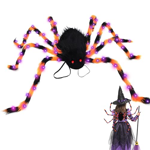 Halloween Kostüme Spinne Rucksack, Halloween Spinnenkostüm für Kinder und Erwachsene mit 8 modi Lichtern, Halloween Deko Horror Plüsch Spinnen Kostüm, Süßigkeitentasche, Lustige Kostüm Kinder Spinne Halloween Kostüme Spinne Rucksack, Halloween Spinnenkostüm für Kinder und Erwachsene mit 8 modi Lichtern, Halloween Deko Horror Plüsch Spinnen Kostüm, Süßigkeitentasche, Lustige Kostüm Kinder Spinne von TETSMG