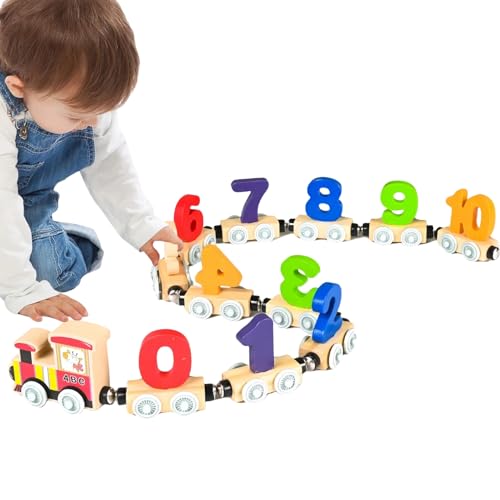Montessori Spielzeug ab 1 2 3 Jahr: Holz Eisenbahn Kinder, Geschenk Junge Mädchen 2-3-4 Jahre Kinderspielzeug Magnetic Zug Holzspielzeug ab 2 3 Jahr, Montessori Pädagogisches Lernspielzeug (A) von TETSMG