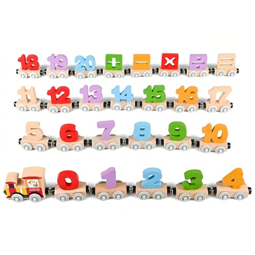 Montessori Spielzeug ab 1 2 3 Jahr: Holz Eisenbahn Kinder, Geschenk Junge Mädchen 2-3-4 Jahre Kinderspielzeug Magnetic Zug Holzspielzeug ab 2 3 Jahr, Montessori Pädagogisches Lernspielzeug (C) von TETSMG