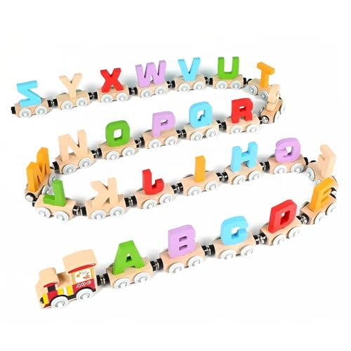 Montessori Spielzeug ab 1 2 3 Jahr: Holz Eisenbahn Kinder, Geschenk Junge Mädchen 2-3-4 Jahre Kinderspielzeug Magnetic Zug Holzspielzeug ab 2 3 Jahr, Montessori Pädagogisches Lernspielzeug (D) von TETSMG
