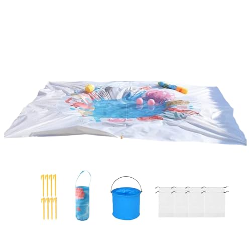 Strandspielzeug Planschbecken für Kinder, Sandspielzeug Set Planschbecken Baby mit Faltbarer Eimer und Tragetasche, Strand Spielzeug Sommer Wasserspielzeug ab 3 Jahre, Sandkasten Spielzeug (Quadrat) von TETSMG
