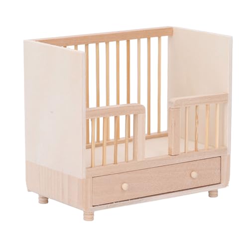1: 12 Holzpuppen -Crib -Bassinet -Miniaturmöbel für Puppenhäuser, simuliertes Krippenbett für Schlafzimmerdekor, ideal für Sammler und Puppenhaus -Enthusiasten 1: 12 Holzpuppen -Crib -Bassinet -Miniaturmöbel für Puppenhäuser, simuliertes Krippenbett für Schlafzimmerdekor, ideal für Sammler und Puppenhaus -Enthusiasten von TEUOPIOE
