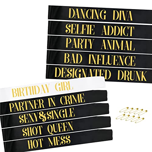 TEUVO Geburtstag Schärpe Birthday Sashes for Girls, 10 Stück Schärpe Satz mit 9 Stück Schwarz Satin Geburtstag Schärpen + 1 Stück Weiß Birthday Girl Sash zum Geburtstag Party Accessoires Geschenk TEUVO Geburtstag Schärpe Birthday Sashes for Girls, 10 Stück Schärpe Satz mit 9 Stück Schwarz Satin Geburtstag Schärpen + 1 Stück Weiß Birthday Girl Sash zum Geburtstag Party Accessoires Geschenk von TEUVO