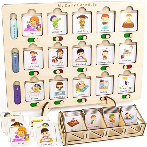 TEUVO Wochenplaner Kinder, Autismus Spielzeug Holz Kinder Kalender Routine Planer Kinder mit 40 Tätigkeit Aufgabenplaner Karten für Lernen, Montessori Tagesplaner Kinder Routine für Alter 1 2 3 4 5 TEUVO Wochenplaner Kinder, Autismus Spielzeug Holz Kinder Kalender Routine Planer Kinder mit 40 Tätigkeit Aufgabenplaner Karten für Lernen, Montessori Tagesplaner Kinder Routine für Alter 1 2 3 4 5 von TEUVO
