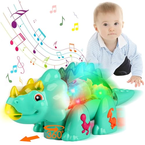 TEUVO Krabbelspielzeug Baby Musik Licht Spielzeug Dinosaurier Spielzeug für Kleinkinder 1 2 3 Jahr, Triceratops Sensorisches Spielzeug für 6-12 Monate Jungen Mädchen Geburtstag Weihnachten Geschenke TEUVO Krabbelspielzeug Baby Musik Licht Spielzeug Dinosaurier Spielzeug für Kleinkinder 1 2 3 Jahr, Triceratops Sensorisches Spielzeug für 6-12 Monate Jungen Mädchen Geburtstag Weihnachten Geschenke von TEUVO