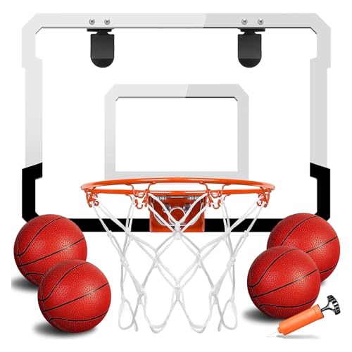 TEUVO Mini Basketballkorb Kinder, Tür Basketballkorb Indoor für Zimmer mit 4 Ball Basketball Korb Kinder Sport Büro Basketballkörbe Outdoor Wandmontage Spielzeug Geschenke für Jungs Mädchen Alter 3+ von TEUVO