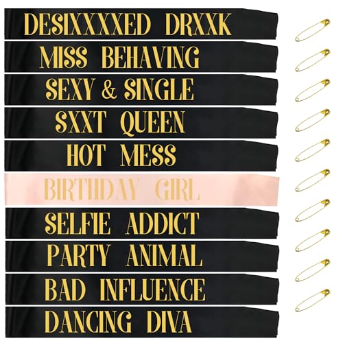 TEUVO Rose Gold Geburtstag Schärpe Birthday Sashes for Girls 10St Schärpe Satz mit 9Stück Schwarz Satin Schärpe + 1Stück Rose Gold Birthday Girl Schärpen zum Geburtstag Parteien Dekorationen Geschenk TEUVO Rose Gold Geburtstag Schärpe Birthday Sashes for Girls 10St Schärpe Satz mit 9Stück Schwarz Satin Schärpe + 1Stück Rose Gold Birthday Girl Schärpen zum Geburtstag Parteien Dekorationen Geschenk von TEUVO