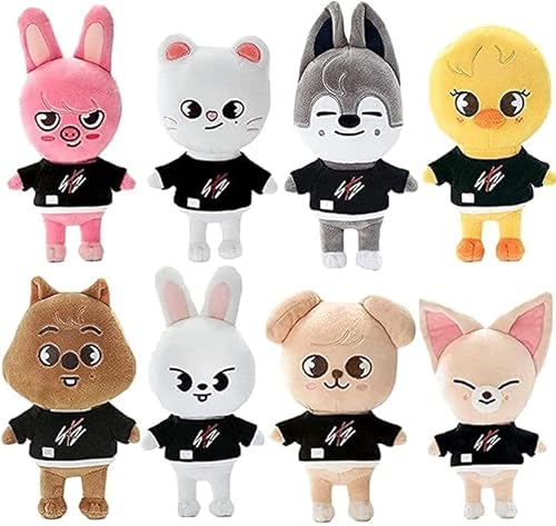 TEXXY Stray Kids Plüsch 21 cm Skzoo Plüschtier, Cartoon Anime Streunende Kinder Plüsch Skz weiche Stofftiere (8 Stück) von TEXXY