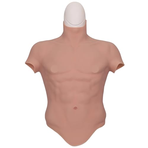 TEYVIYI Silikon Muskel Kostüm mit Gleitkomma Realistische Muskeln Anzug Herren Gefälschte Brustmuskeln Weste für Cosplay Halloween (Braun, S) von TEYVIYI