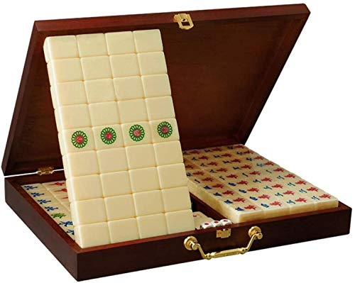 Mahjong-Spielset, Mah Jong Mahjong-Fliesen, Elfenbein Mahjong-Fliesen Haushalt Hand Mahjong-Fliesen Abendessen Spiele Mahjong-Fliesen Acryl Mahjong-Fliesen, 144 Blatt, Größe: 40#, Farbe: Elfenbein von TEmkin