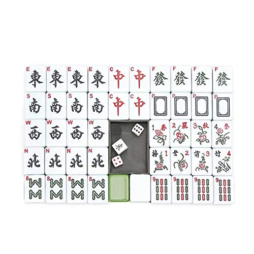 TEmkin 144 Mahjong Tragbares chinesisches Mahjong-Spielset Retro Mah-Jong Unterhaltungsspaß Familienfeier Geschenk Tischspiel mit 3 Würfeln von TEmkin