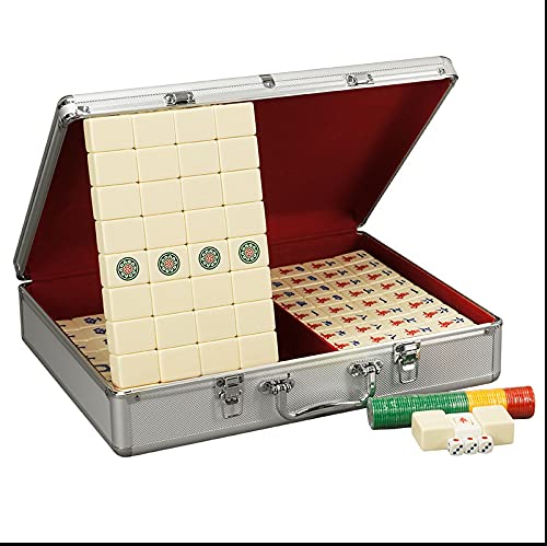 TEmkin Chinesisches Mahjong-Set, 144 Mahjong-Fliesen, fortschrittliche Aufbewahrungsbox, geeignet für Reisen und Familien-Mahjong-Spiele von TEmkin