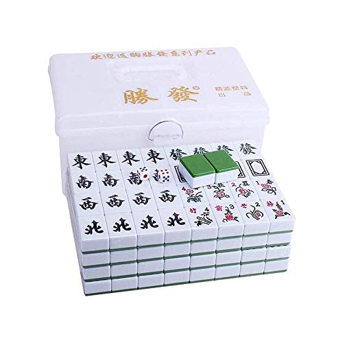 TEmkin Mahjong-Set, Mahjong-Set, Tischdecke grün Mahjong senden, große Familien-Mahjong-Karte aus Acryl, lustiges Familien-Brettspiel, Kunststoffbox von TEmkin